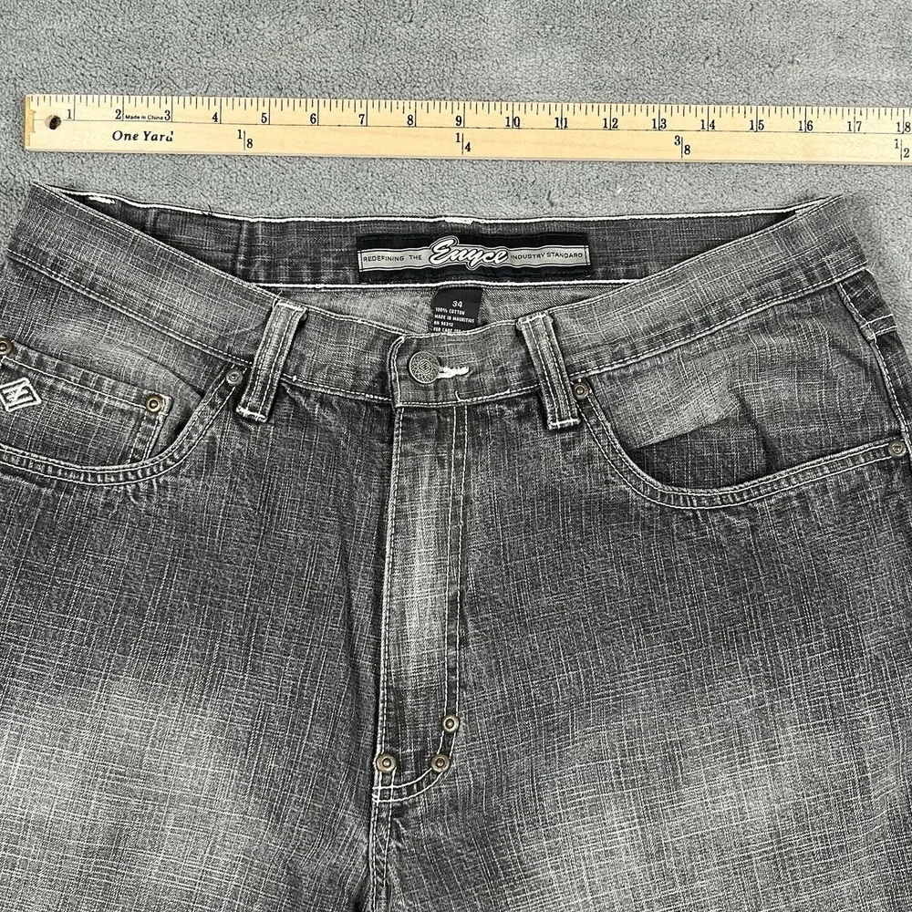 Vintage Enyce Men Jean Shorts 34 Black Baggy Streetwear Hip Hop Skater Y2K Denim